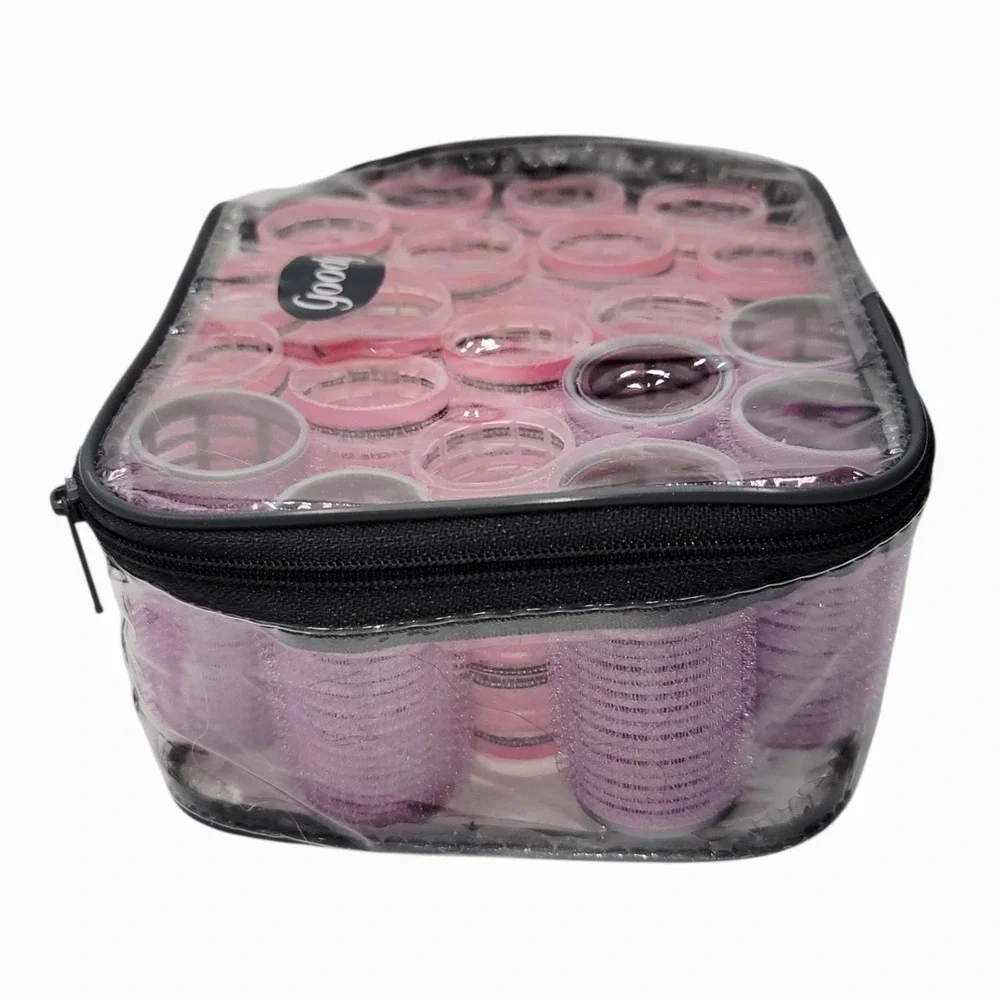 Vintage Goody Self Grip Hair Rollers Set w/ Clear Zipper Case Mixed Sizes - Picture 3 of 6
